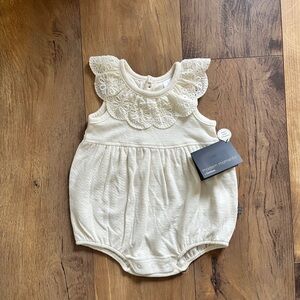 Cream Lace Collar Baby Bubble Romper